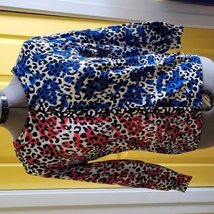 NWT Joseph A button front animal print sweater sz M